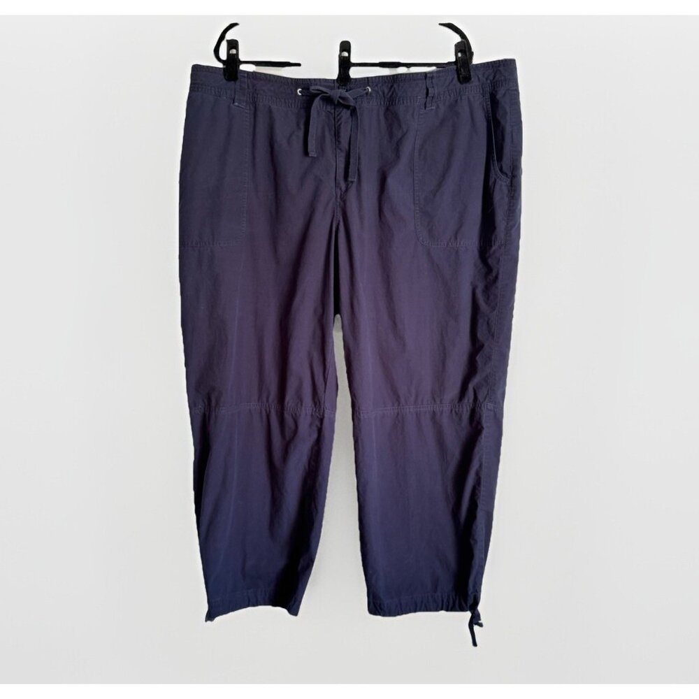 Lauren Ralph Lauren Blue Outdoor Casual Capris Pants 22W Tie Waist Minimalist